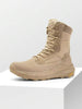 Men's 8-Inch Tactical Military Work Boots - Breathable Leather With Side Zipper, Lightweight For Hiking, Motorcycle, And Combat
