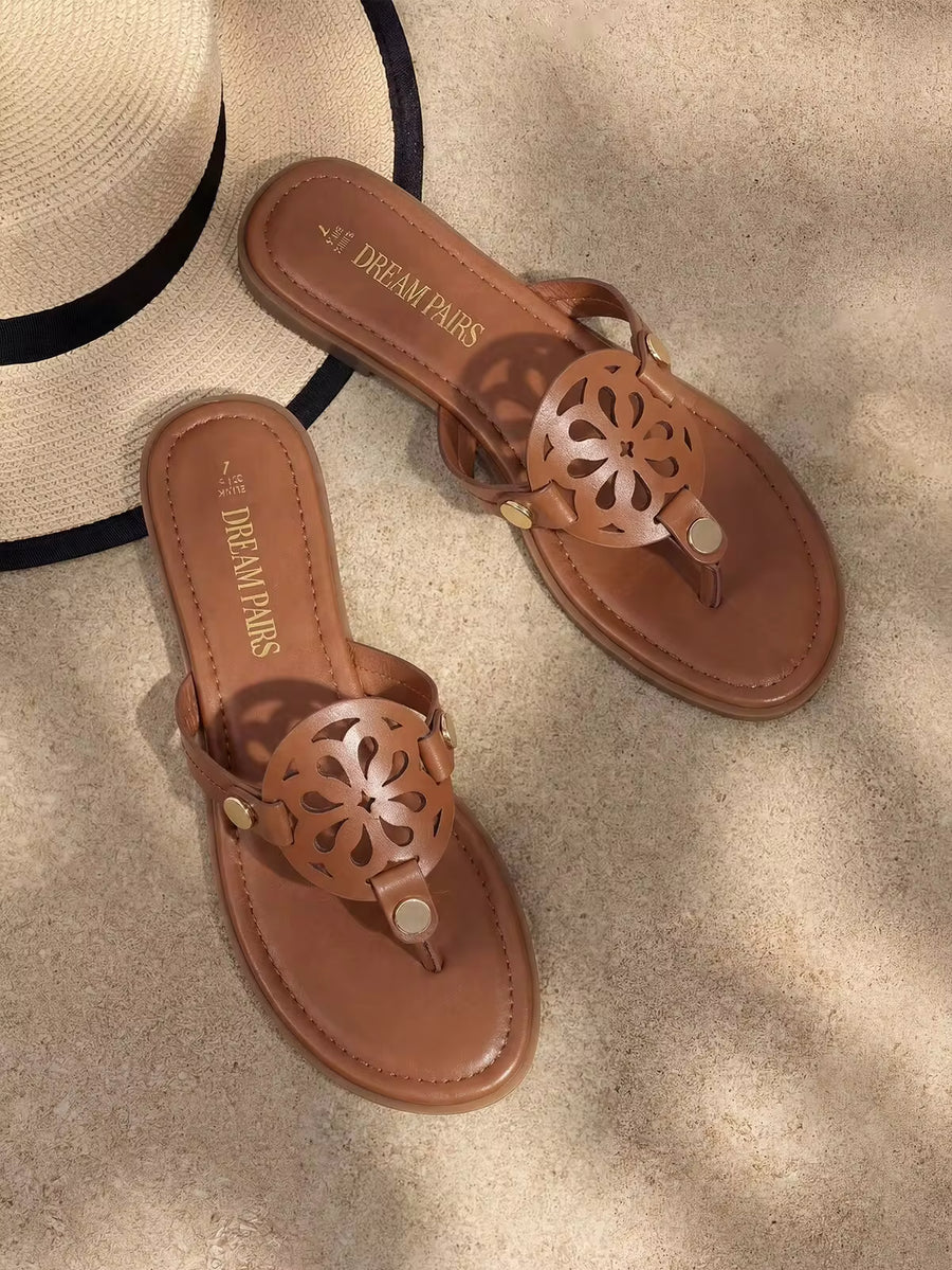 Women'S Flip Flop Buttons Arch Support Fashion Comfortable Soft Cushion Wedge Flip Flops Summer Beach Vacation Thong Flat Sandals