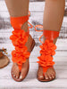 Women's Thong High-Top Floral Decor Beach Elegant Fashion Avant-Garde Bohemian Casual Sexy PU Flat Sandals For Wedding Vacation Summer
